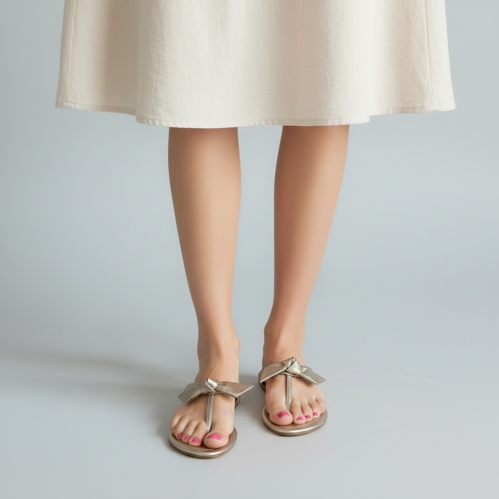 Alexandre Birman Metallic Gold Bow Sandals